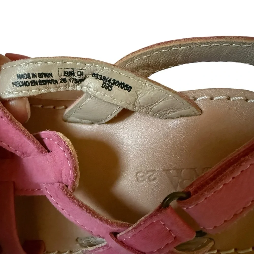 Zara| Kids Leather Pink Woven Sandals with Straps- Size 11 EU 28